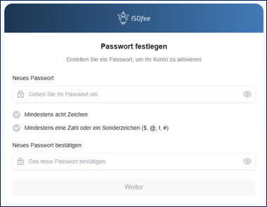 ISOfee - Passwort setzen