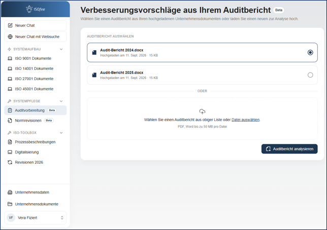 ISOfee - Systempflege - Auditvorbereitung