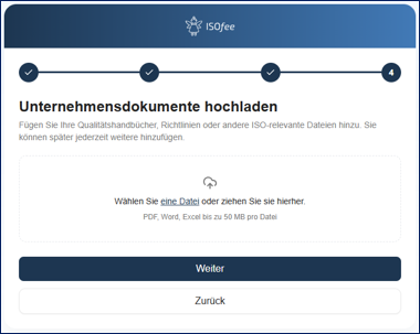 ISOfee - Unternehmensdokumente hochladen